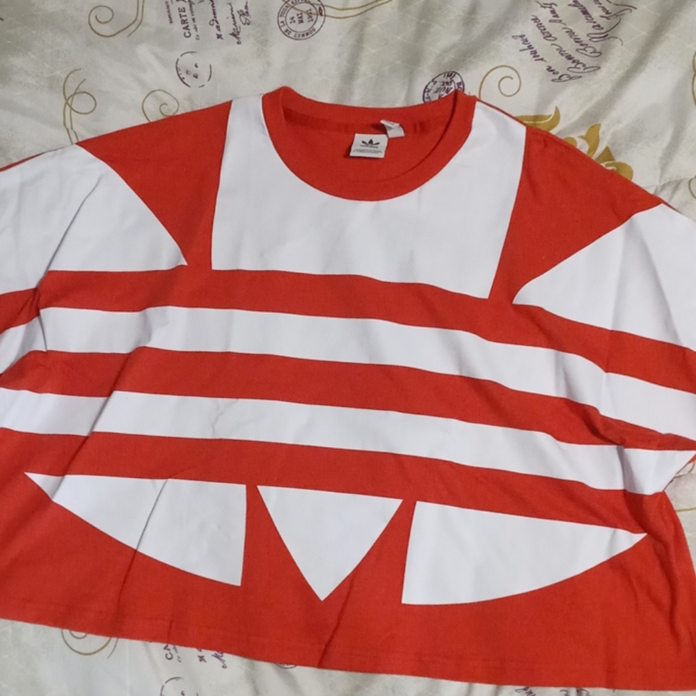 Red adidas crop top